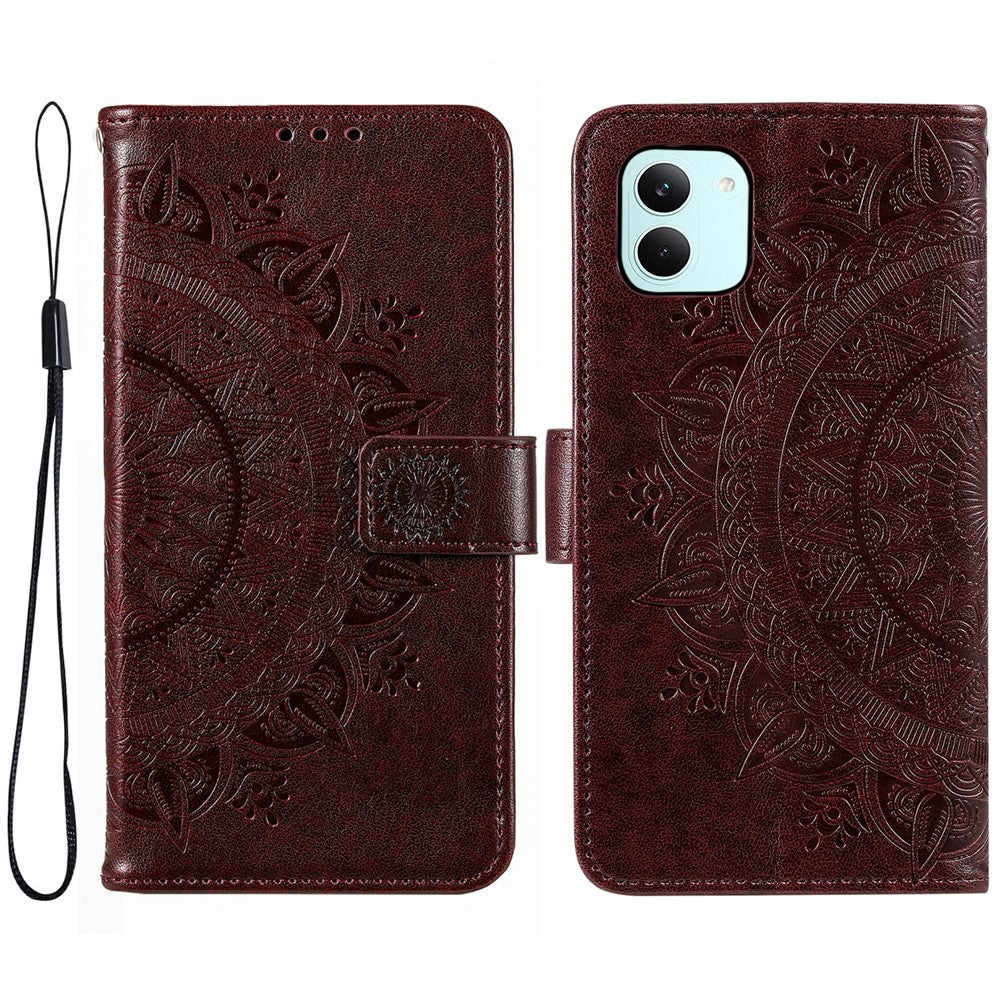 For Xiaomi Poco X8 Pro 5G  /  Redmi Turbo 5 5G Stand Case Imprinted Totem PU Leather Wallet Phone Cover with Wrist Strap