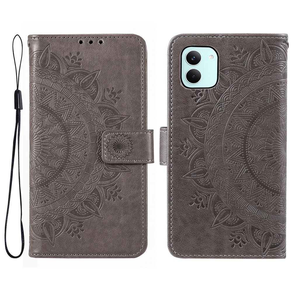 For Xiaomi Poco X8 Pro 5G  /  Redmi Turbo 5 5G Stand Case Imprinted Totem PU Leather Wallet Phone Cover with Wrist Strap