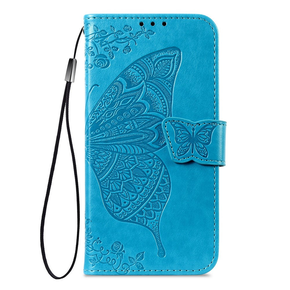 For Honor 600 Lite 5G Case with Strap Butterfly Pattern PU Leather Wallet Phone Cover