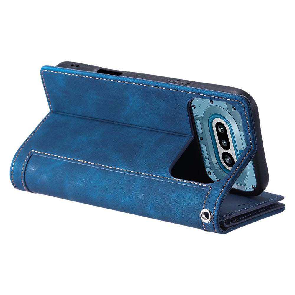For Nothing Phone (4a) Phone Case 9 Card Slots Zipper Wallet PU Leather Phone Cover with Wrist Strap