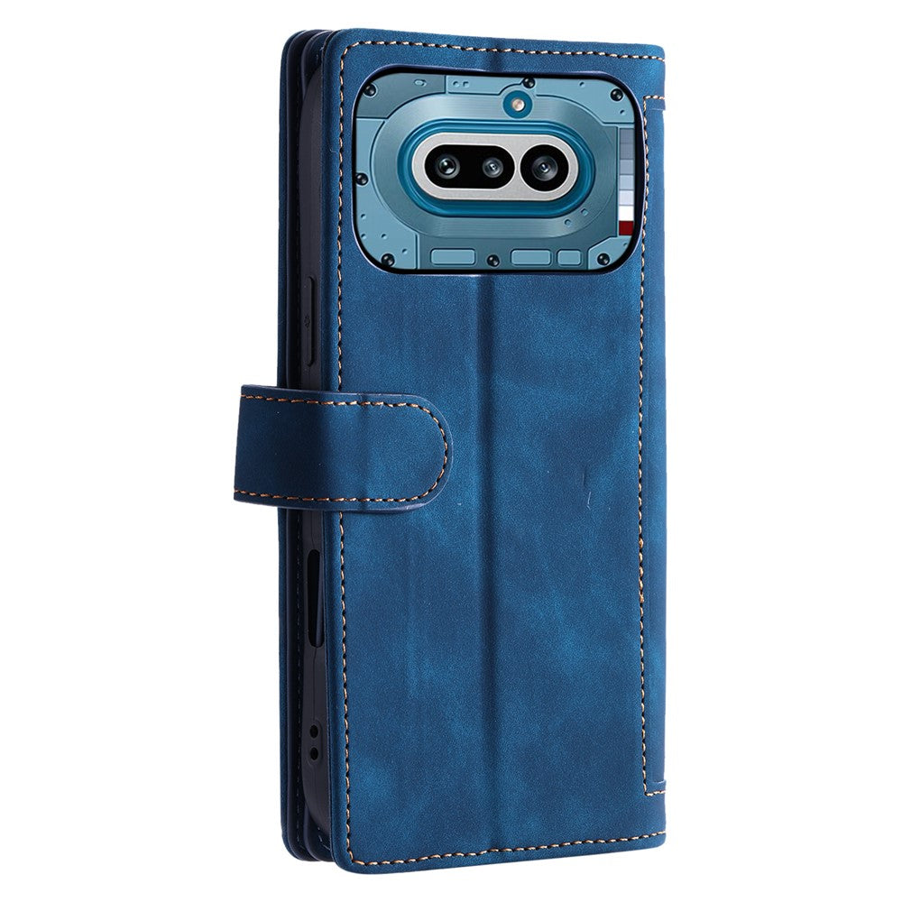 For Nothing Phone (4a) Phone Case 9 Card Slots Zipper Wallet PU Leather Phone Cover with Wrist Strap