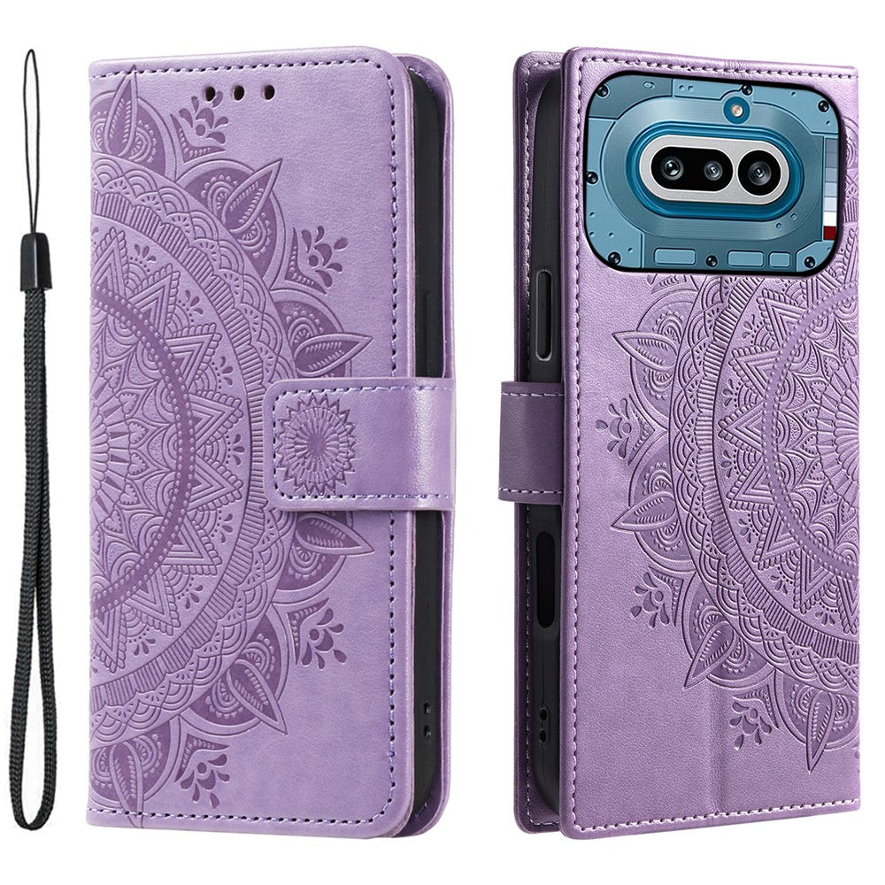 Nothing Phone (4a) Wallet-Handyhülle – Mit Totem-Aufdruck, aus PU-Leder