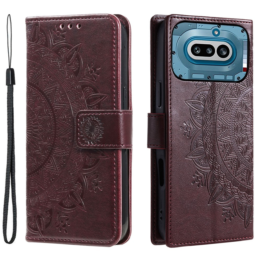 Nothing Phone (4a) Wallet-Handyhülle – Mit Totem-Aufdruck, aus PU-Leder
