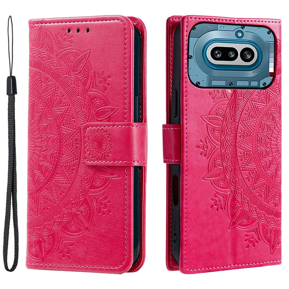 Nothing Phone (4a) Wallet-Handyhülle – Mit Totem-Aufdruck, aus PU-Leder