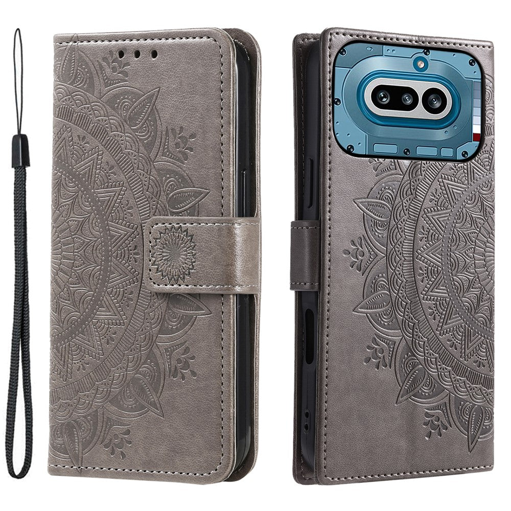 Nothing Phone (4a) Wallet-Handyhülle – Mit Totem-Aufdruck, aus PU-Leder