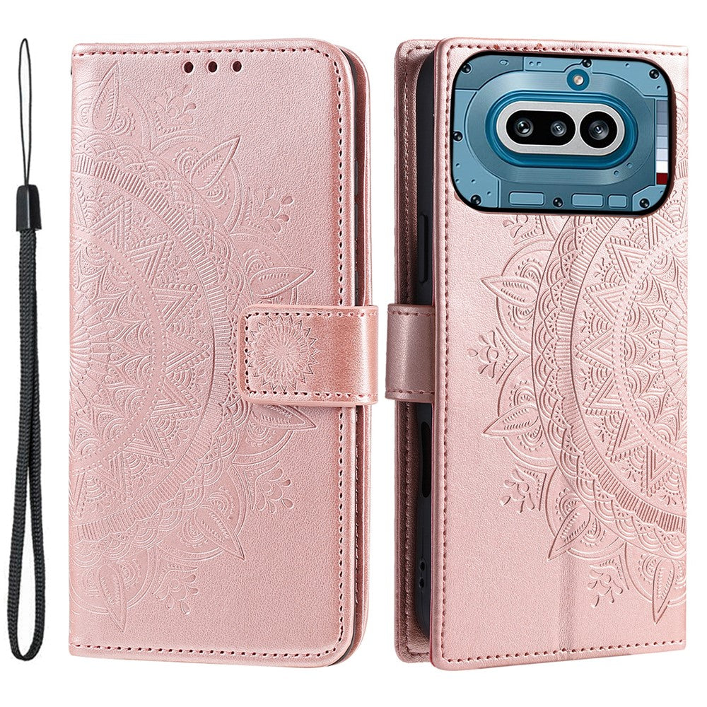 Nothing Phone (4a) Wallet-Handyhülle – Mit Totem-Aufdruck, aus PU-Leder