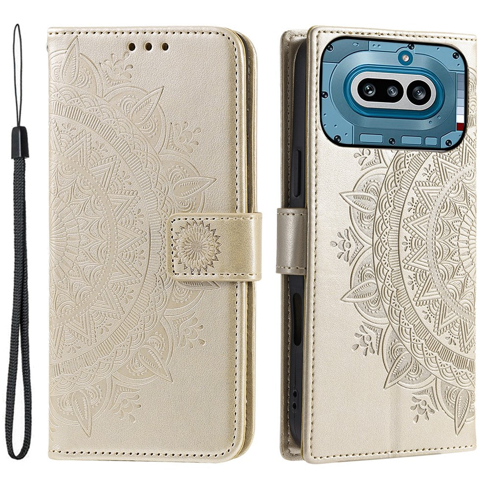 Nothing Phone (4a) Wallet-Handyhülle – Mit Totem-Aufdruck, aus PU-Leder