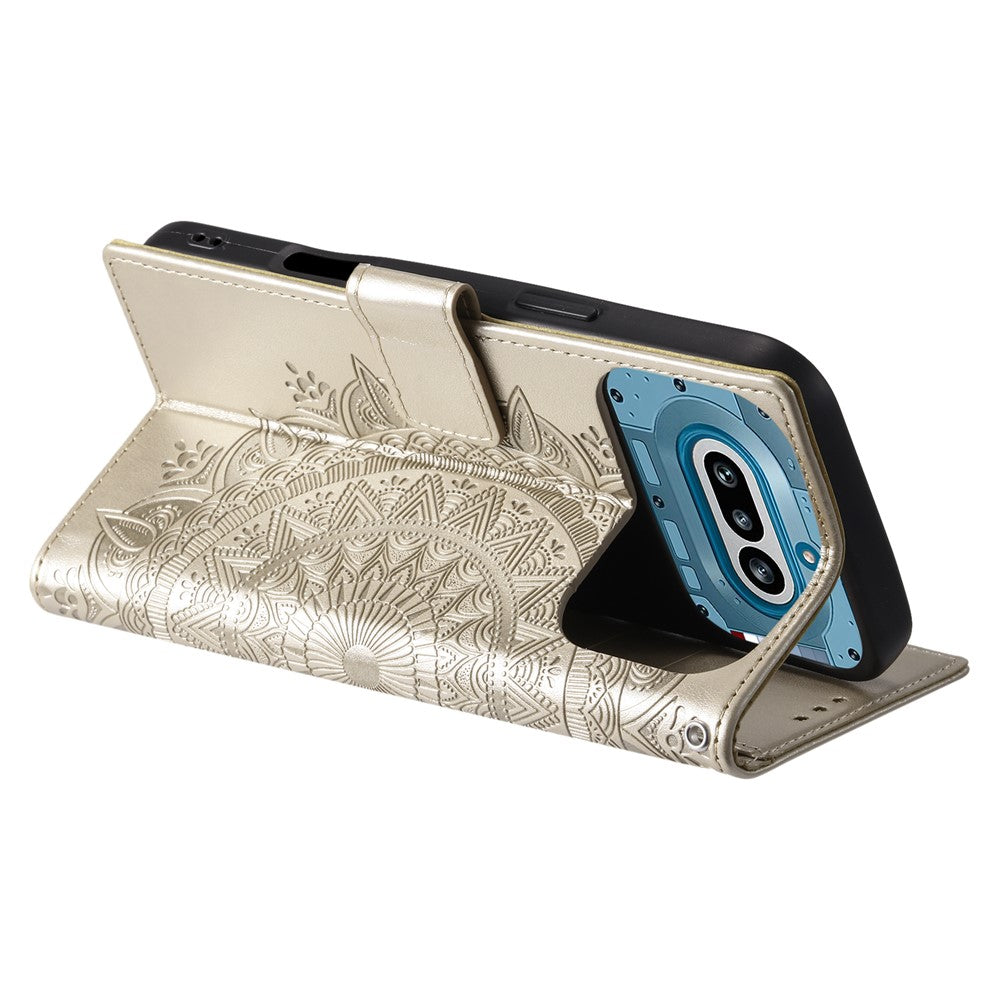 Nothing Phone (4a) Wallet-Handyhülle – Mit Totem-Aufdruck, aus PU-Leder