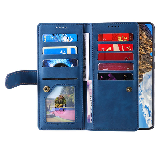For Nothing Phone (4a) Pro Phone Case 9 Card Slots Zipper Wallet PU Leather Phone Cover with Wrist Strap