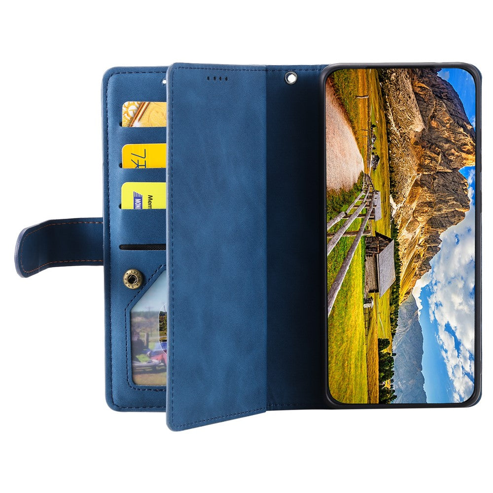 For Nothing Phone (4a) Pro Phone Case 9 Card Slots Zipper Wallet PU Leather Phone Cover with Wrist Strap