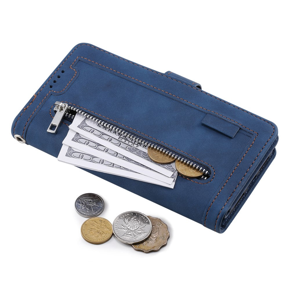 For Nothing Phone (4a) Pro Phone Case 9 Card Slots Zipper Wallet PU Leather Phone Cover with Wrist Strap