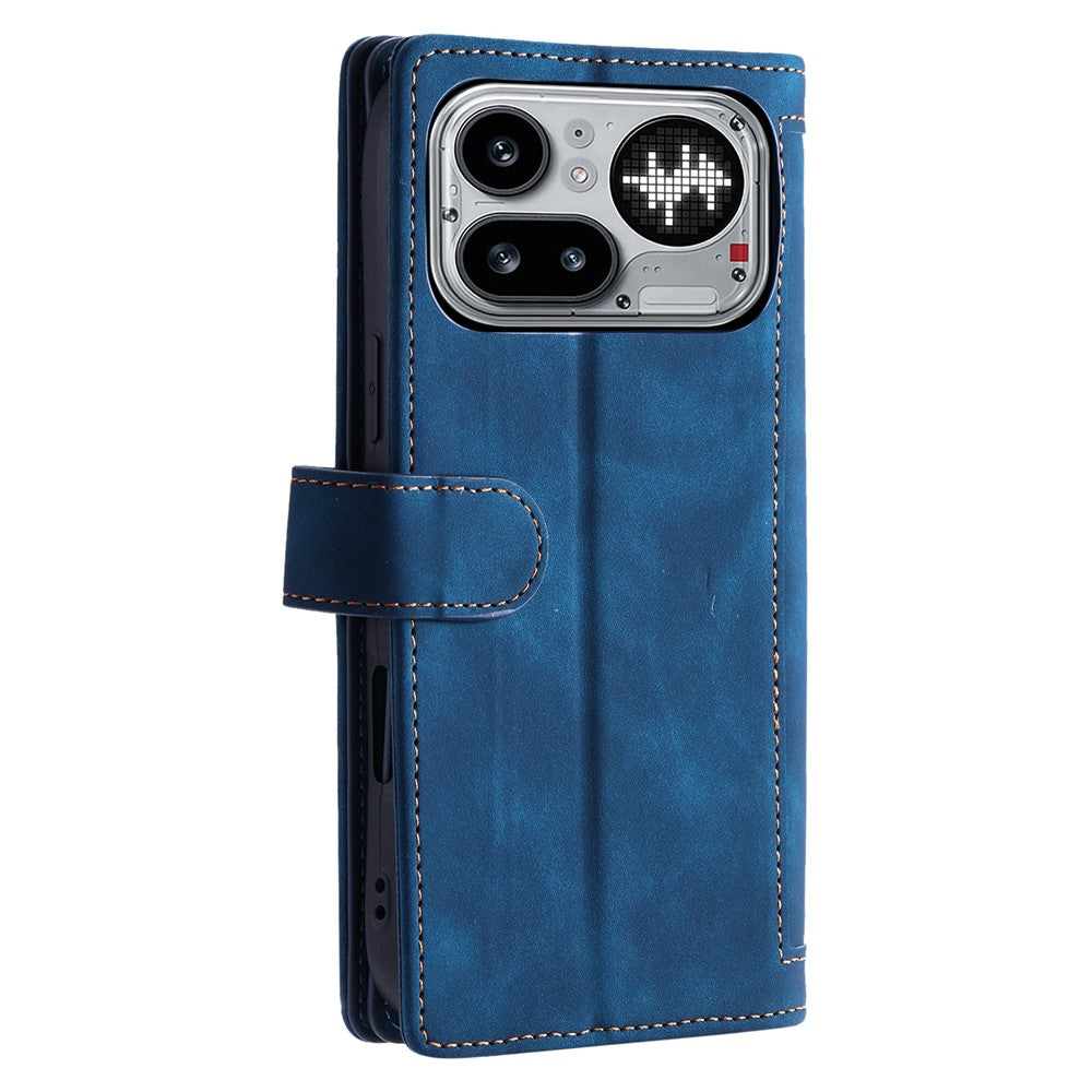 For Nothing Phone (4a) Pro Phone Case 9 Card Slots Zipper Wallet PU Leather Phone Cover with Wrist Strap