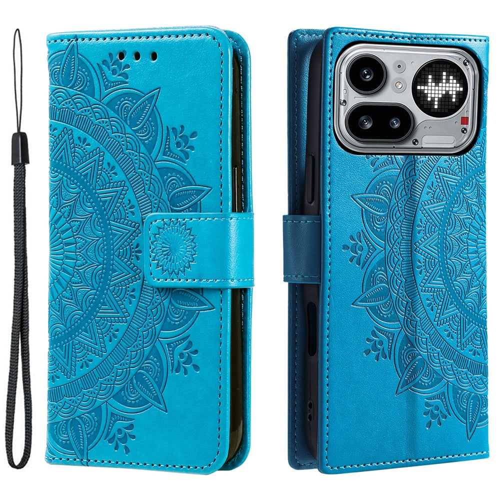 Nothing Phone (4a) Pro Wallet-Handyhülle – Mit Totem-Aufdruck, aus PU-Leder