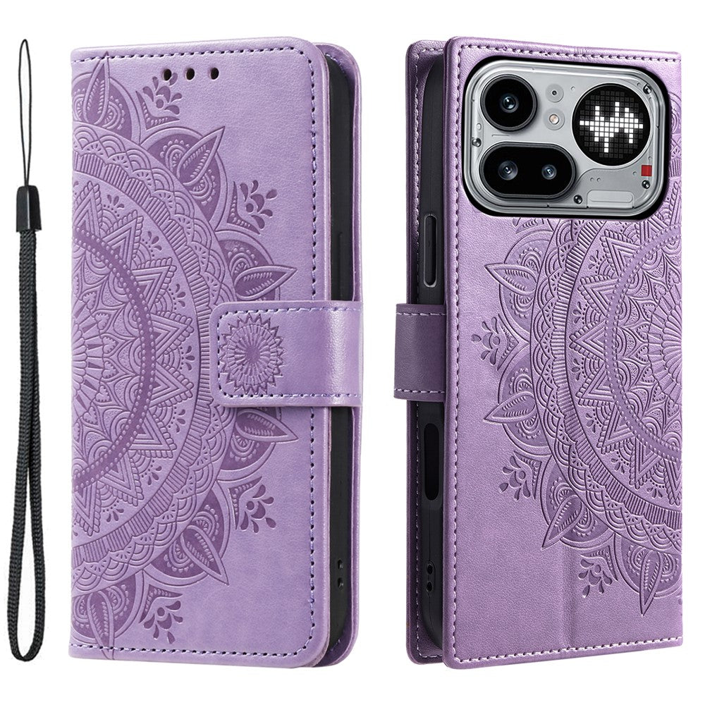 Nothing Phone (4a) Pro Wallet-Handyhülle – Mit Totem-Aufdruck, aus PU-Leder