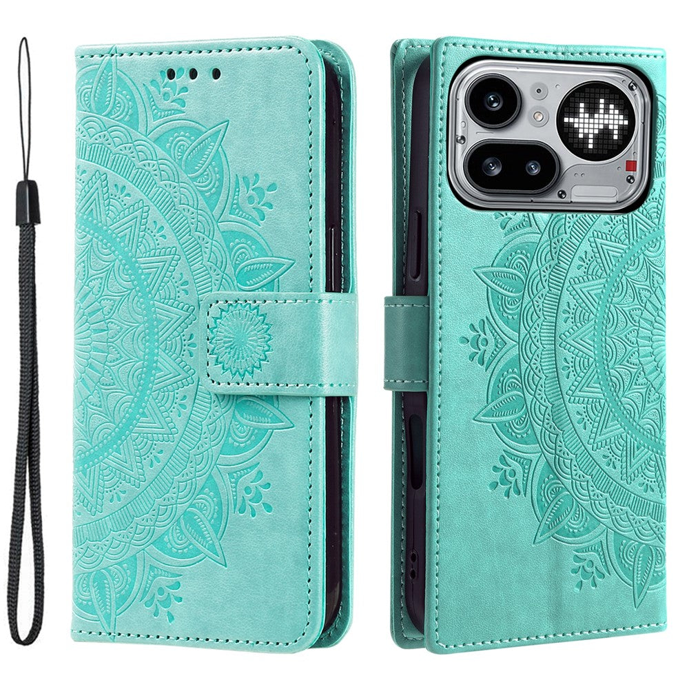 Nothing Phone (4a) Pro Wallet-Handyhülle – Mit Totem-Aufdruck, aus PU-Leder