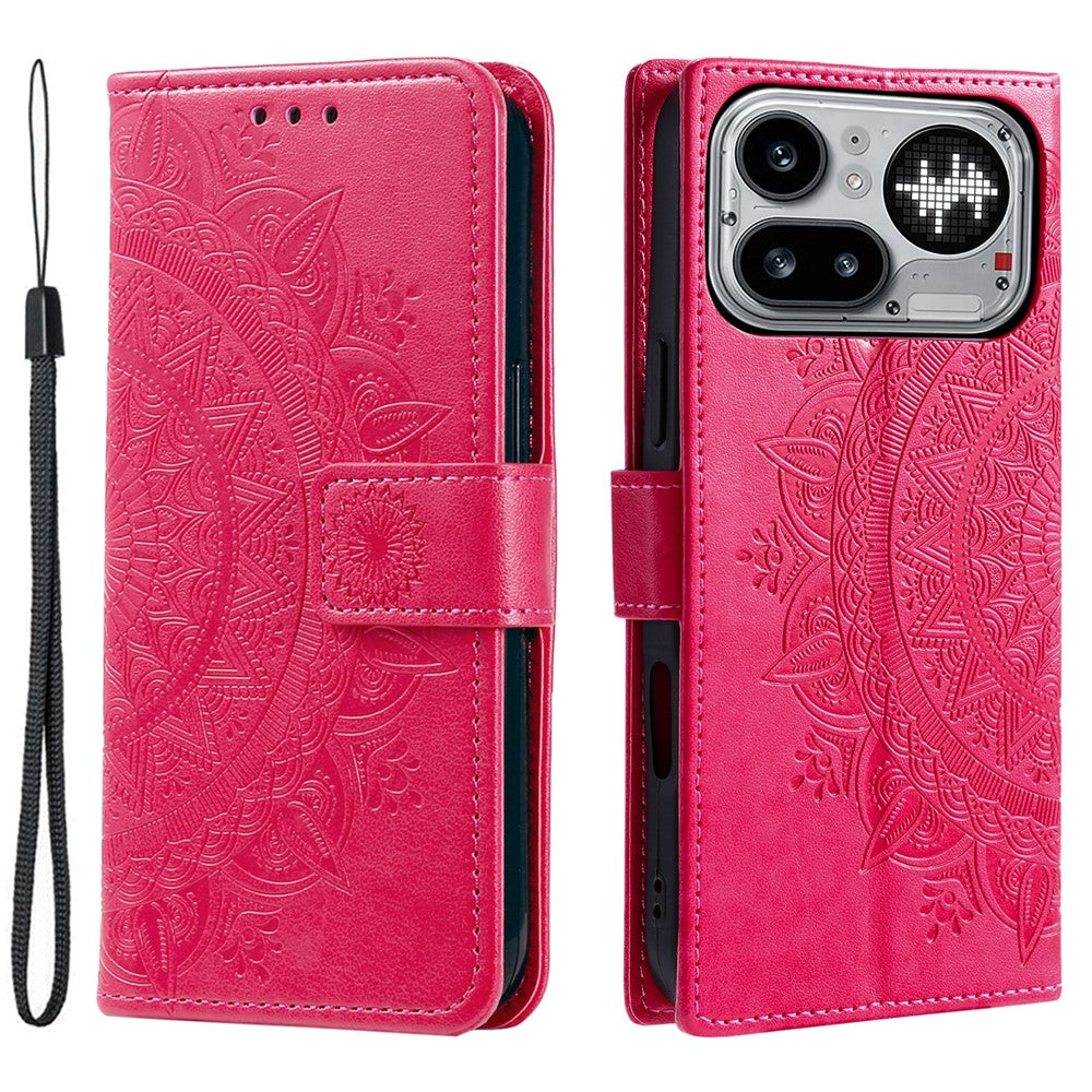 Nothing Phone (4a) Pro Wallet-Handyhülle – Mit Totem-Aufdruck, aus PU-Leder