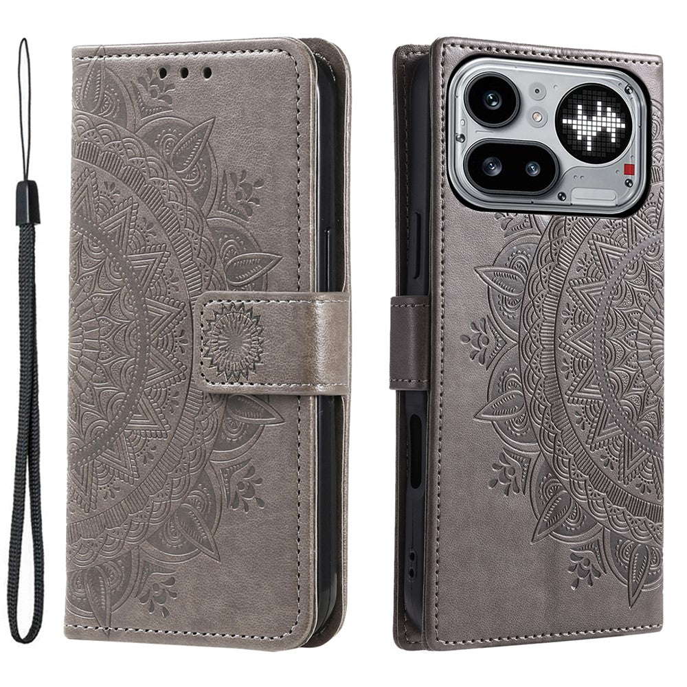Nothing Phone (4a) Pro Wallet-Handyhülle – Mit Totem-Aufdruck, aus PU-Leder