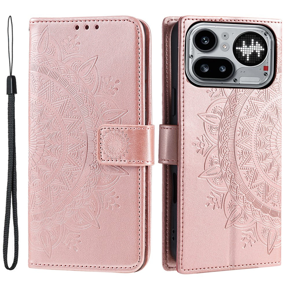 Nothing Phone (4a) Pro Wallet-Handyhülle – Mit Totem-Aufdruck, aus PU-Leder