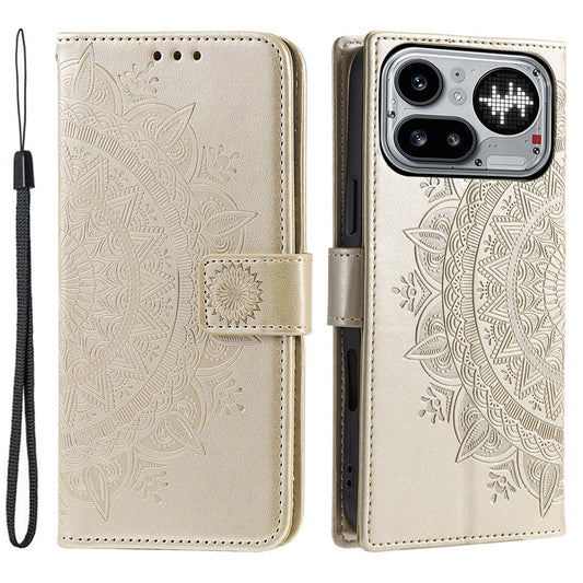 Nothing Phone (4a) Pro Wallet-Handyhülle – Mit Totem-Aufdruck, aus PU-Leder