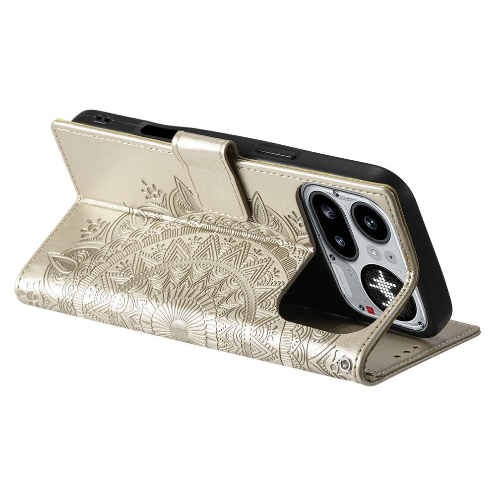 Nothing Phone (4a) Pro Wallet-Handyhülle – Mit Totem-Aufdruck, aus PU-Leder