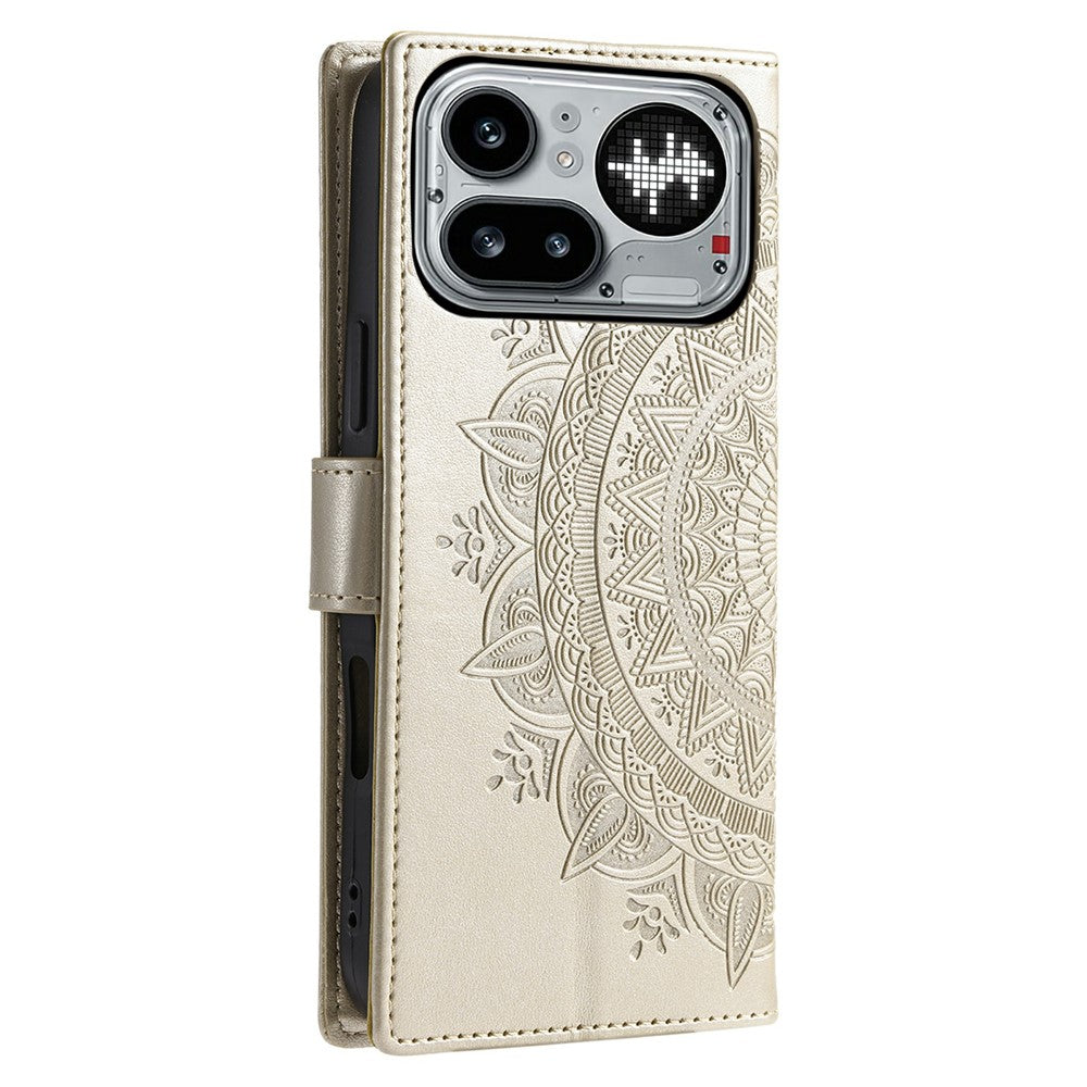 Nothing Phone (4a) Pro Wallet-Handyhülle – Mit Totem-Aufdruck, aus PU-Leder