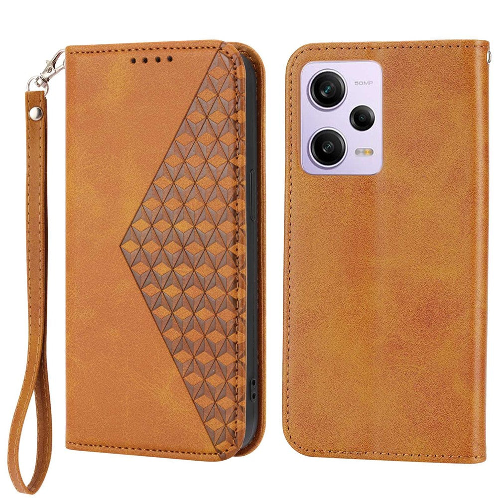 For Xiaomi Redmi Note 12 Pro 5G  / Note 12 Pro Speed 5G / Poco X5 Pro 5G Imprinted Rhombus Pattern Stand Calf Texture Cover PU Leather Wallet Magnetic Closure Case