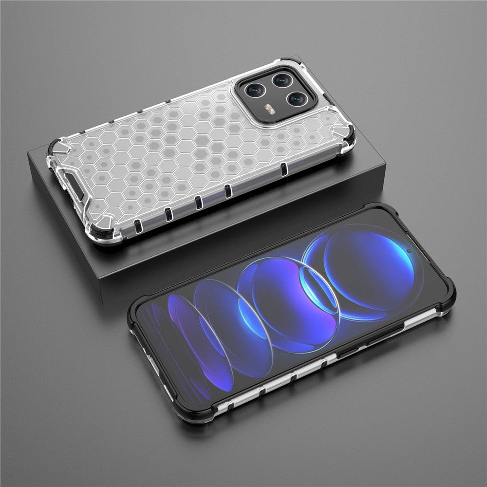 For Xiaomi 13 Anti-fingerprint Honeycomb Texture TPU+PC Protective Case Shockproof Phone Back Cover