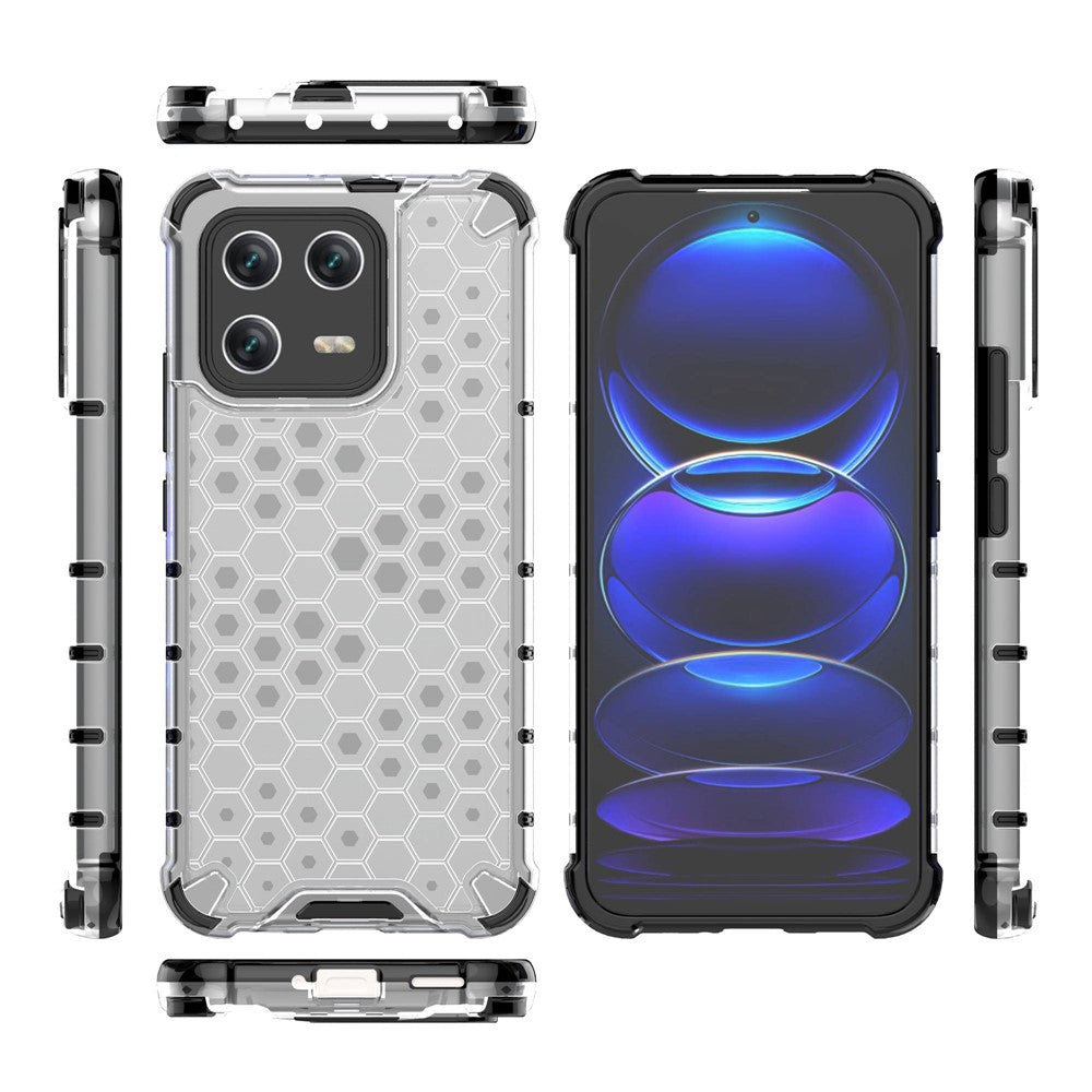 For Xiaomi 13 Anti-fingerprint Honeycomb Texture TPU+PC Protective Case Shockproof Phone Back Cover