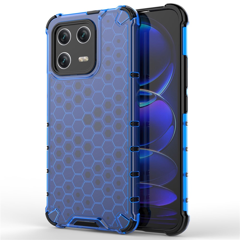 For Xiaomi 13 Anti-fingerprint Honeycomb Texture TPU+PC Protective Case Shockproof Phone Back Cover