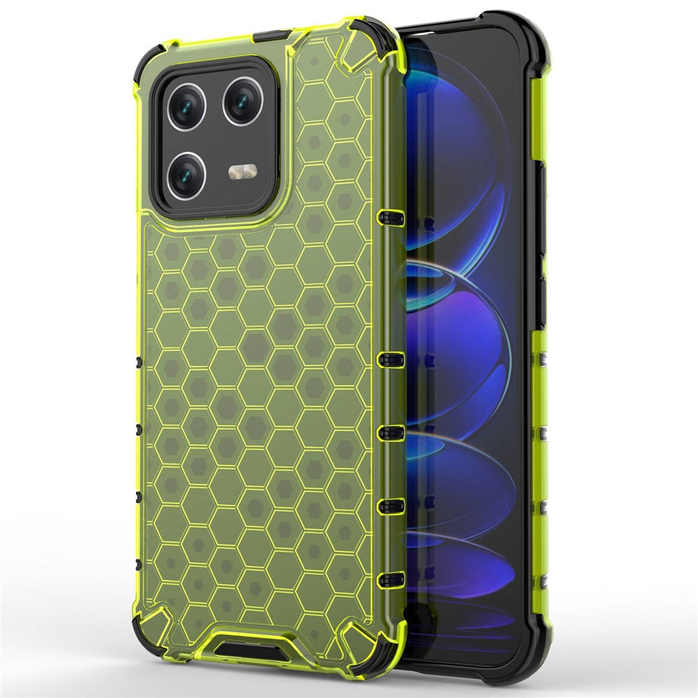 For Xiaomi 13 Anti-fingerprint Honeycomb Texture TPU+PC Protective Case Shockproof Phone Back Cover