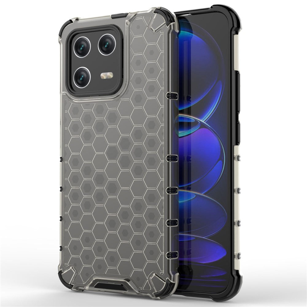 For Xiaomi 13 Anti-fingerprint Honeycomb Texture TPU+PC Protective Case Shockproof Phone Back Cover