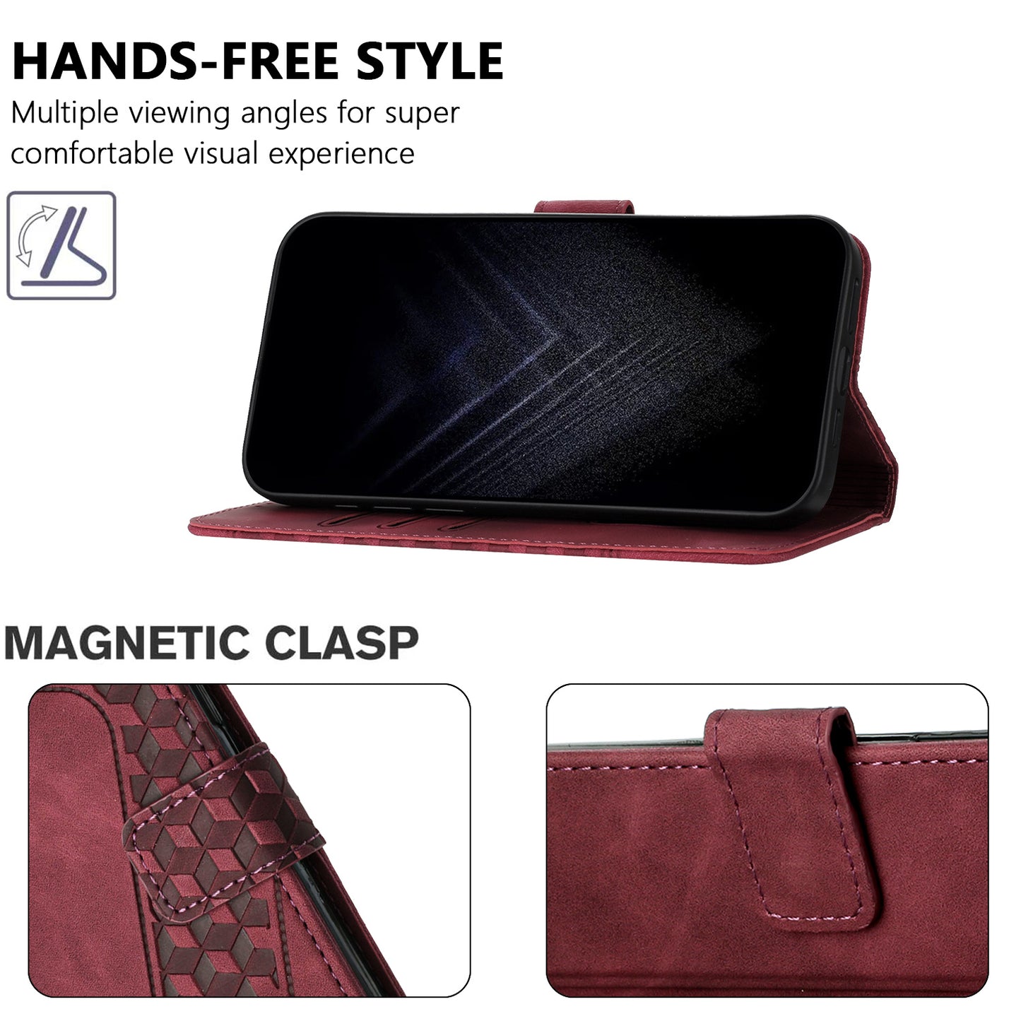 For Honor 600 Lite 5G Leather Case 7-Shaped Pattern Wallet Stand Shockproof Phone Cover