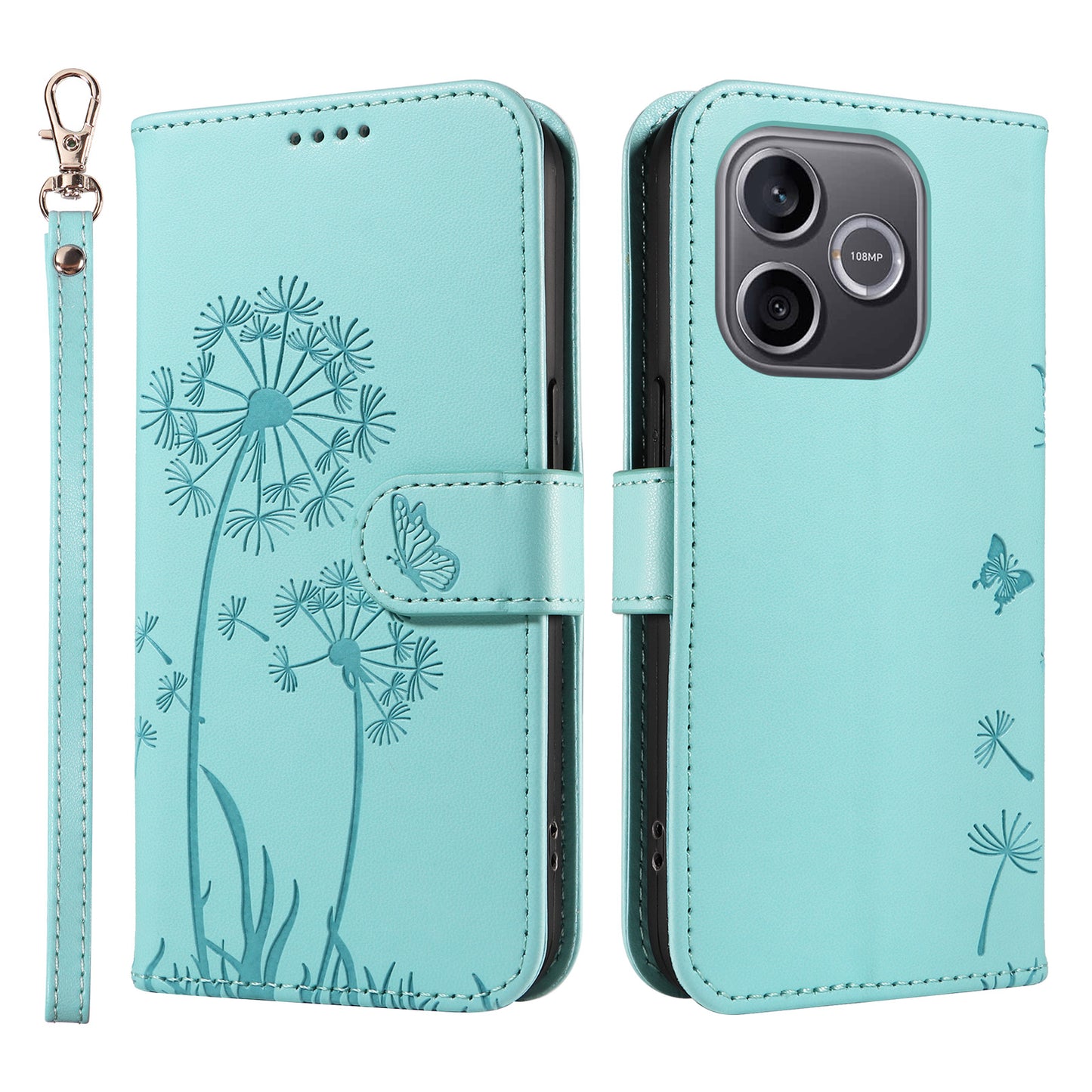 For Honor 600 Lite 5G Leather Wallet Case with Strap Dandelion Imprint Phone Stand Cover