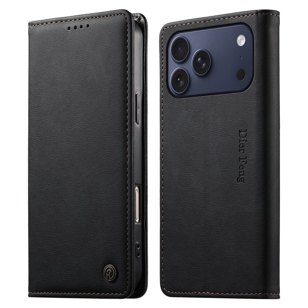 DIERFENG DF-019 for iPhone 18 Pro Max / 17 Pro Max Leather Wallet Case Card Slots RFID Blocking Magnetic Flip Cover