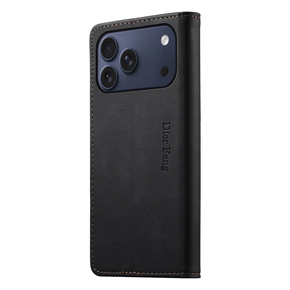DIERFENG DF-019 for iPhone 18 Pro Max / 17 Pro Max Leather Wallet Case Card Slots RFID Blocking Magnetic Flip Cover
