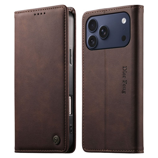 DIERFENG DF-019 for iPhone 18 Pro Max / 17 Pro Max Leather Wallet Case Card Slots RFID Blocking Magnetic Flip Cover