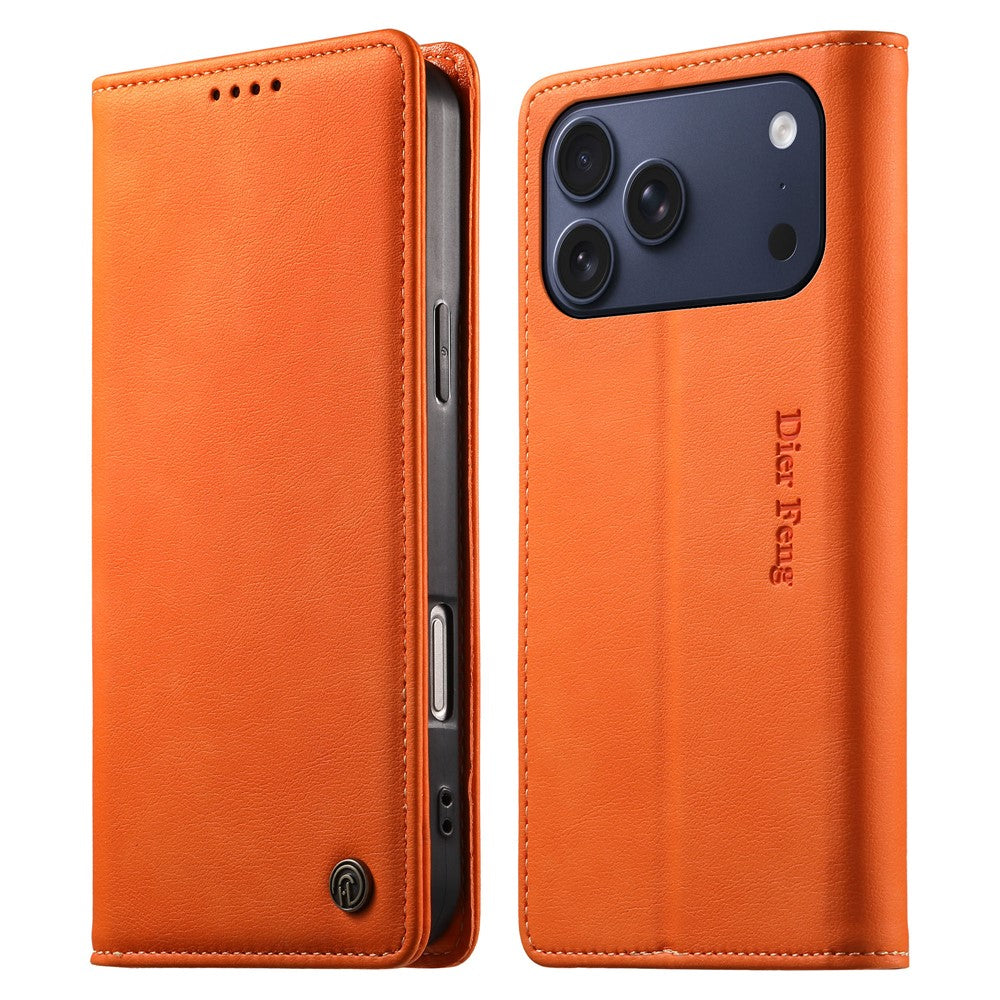 DIERFENG DF-019 for iPhone 18 Pro Max / 17 Pro Max Leather Wallet Case Card Slots RFID Blocking Magnetic Flip Cover