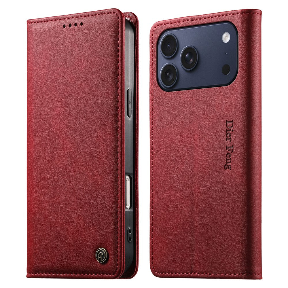 DIERFENG DF-019 for iPhone 18 Pro Max / 17 Pro Max Leather Wallet Case Card Slots RFID Blocking Magnetic Flip Cover