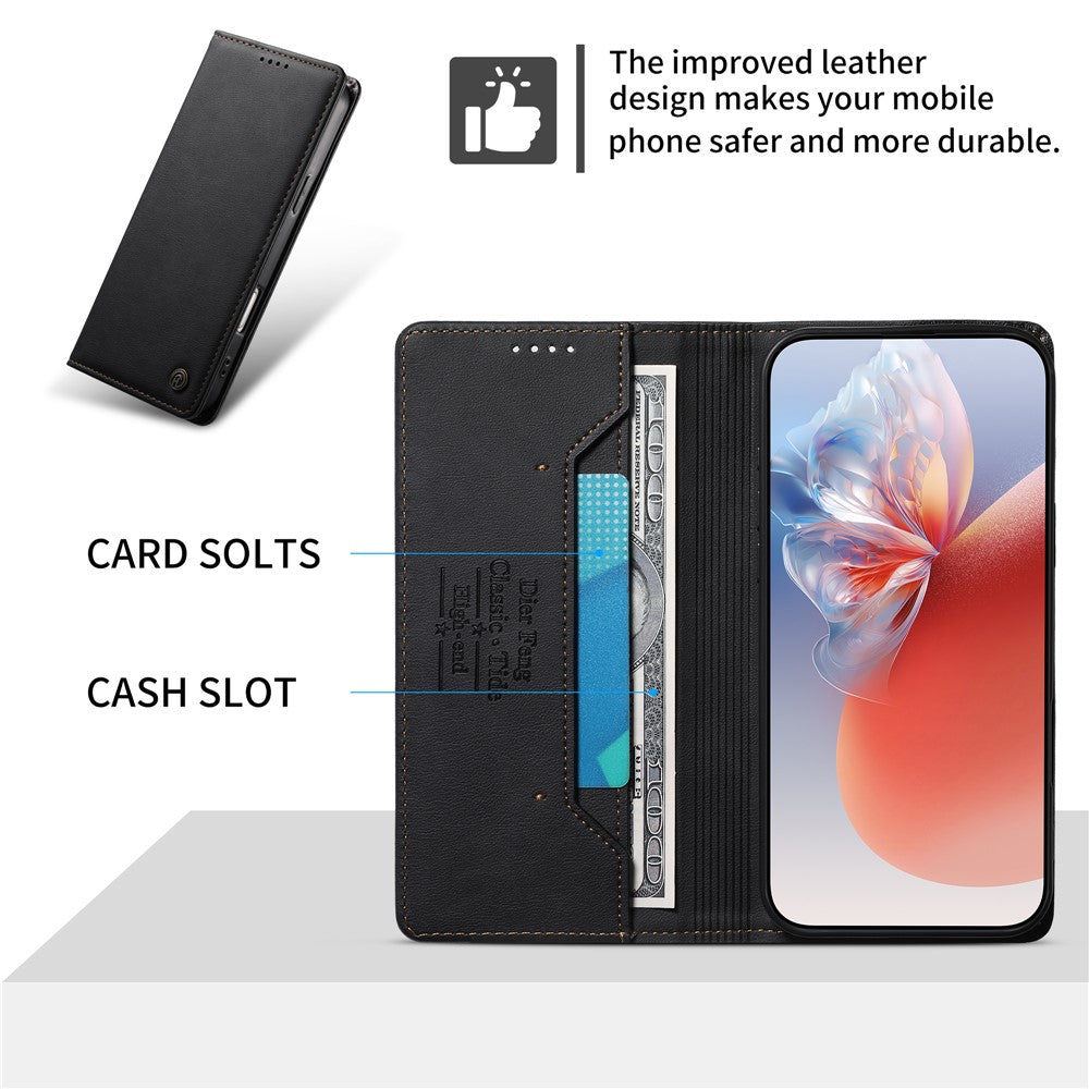 DIERFENG DF-019 Leather Wallet Case for iPhone 17e  /  16e Card Slots RFID Blocking Magnetic Flip Cover