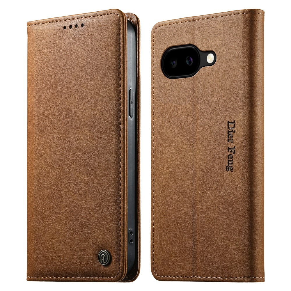 DIERFENG DF-019 for Google Pixel 10a Leather Wallet Case Magnetic Flip Cover with Card Slots RFID Blocking