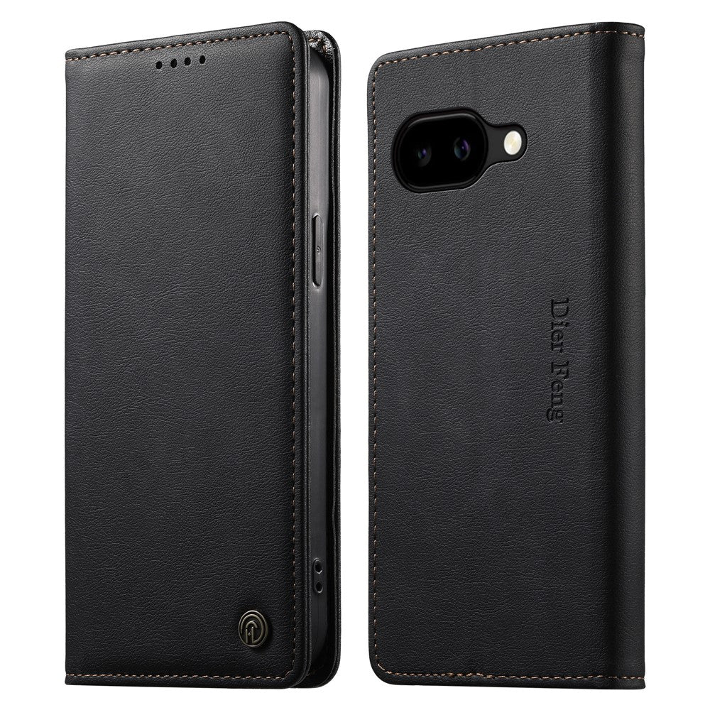 DIERFENG DF-019 for Google Pixel 10a Leather Wallet Case Magnetic Flip Cover with Card Slots RFID Blocking