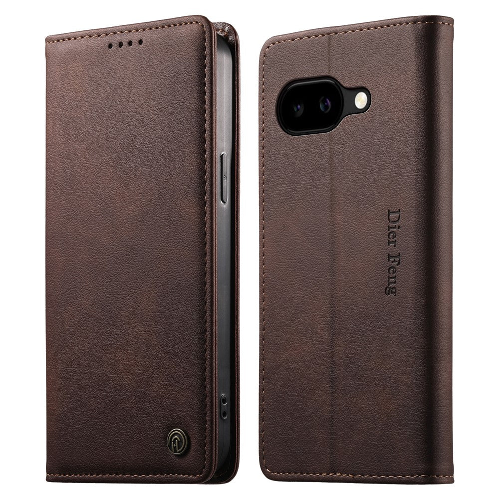 DIERFENG DF-019 for Google Pixel 10a Leather Wallet Case Magnetic Flip Cover with Card Slots RFID Blocking