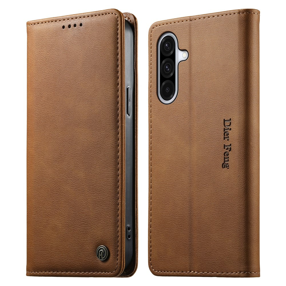 DIERFENG DF-019 for Samsung Galaxy A37 5G Leather Wallet Case Magnetic Flip Cover with Card Slots RFID Blocking