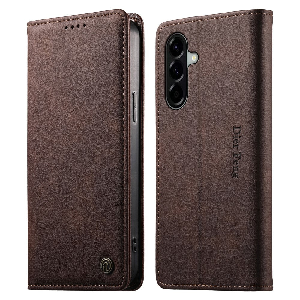 DIERFENG DF-019 for Samsung Galaxy A57 5G Leather Wallet Case Magnetic Flip Cover with Card Slots RFID Blocking