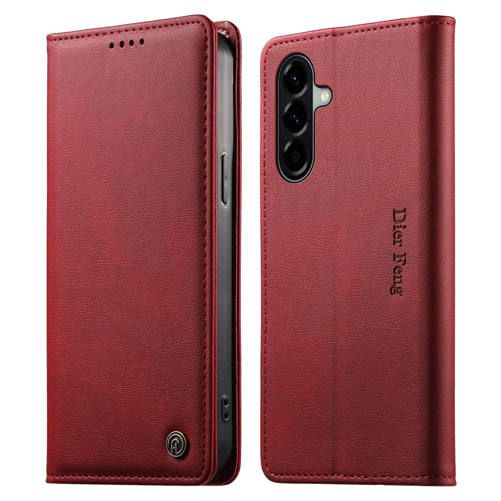 DIERFENG DF-019 for Samsung Galaxy A57 5G Leather Wallet Case Magnetic Flip Cover with Card Slots RFID Blocking