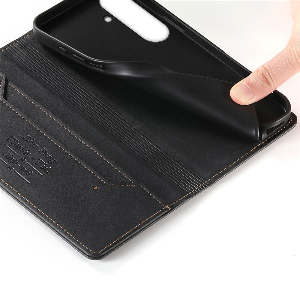DIERFENG DF-019 for Samsung Galaxy S26 Leather Wallet Case Magnetic Flip Cover with Card Slots RFID Blocking