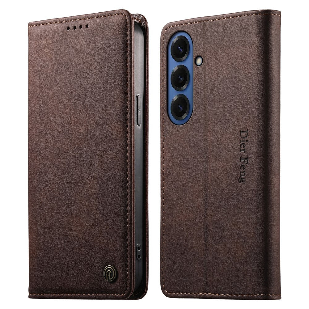 DIERFENG DF-019 for Samsung Galaxy S26 Leather Wallet Case Magnetic Flip Cover with Card Slots RFID Blocking