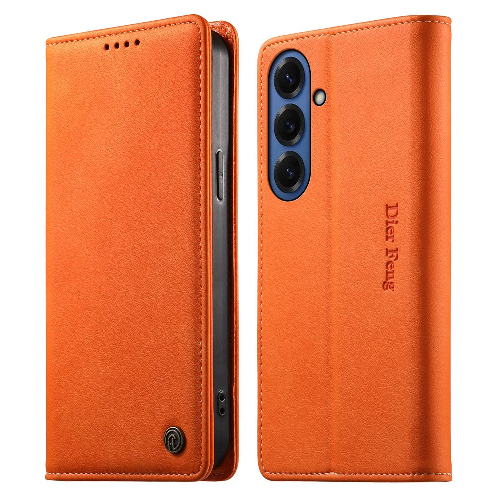 DIERFENG DF-019 for Samsung Galaxy S26 Leather Wallet Case Magnetic Flip Cover with Card Slots RFID Blocking