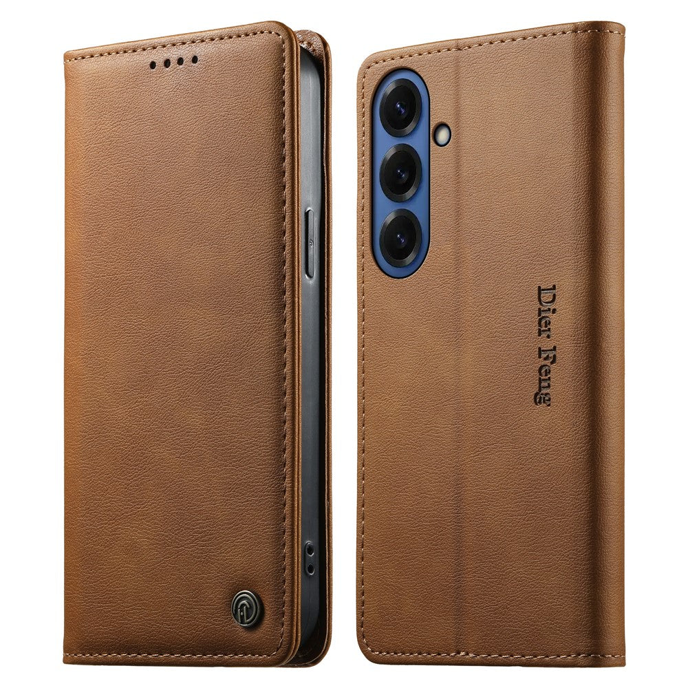DIERFENG DF-019 for Samsung Galaxy S26 Leather Wallet Case Magnetic Flip Cover with Card Slots RFID Blocking