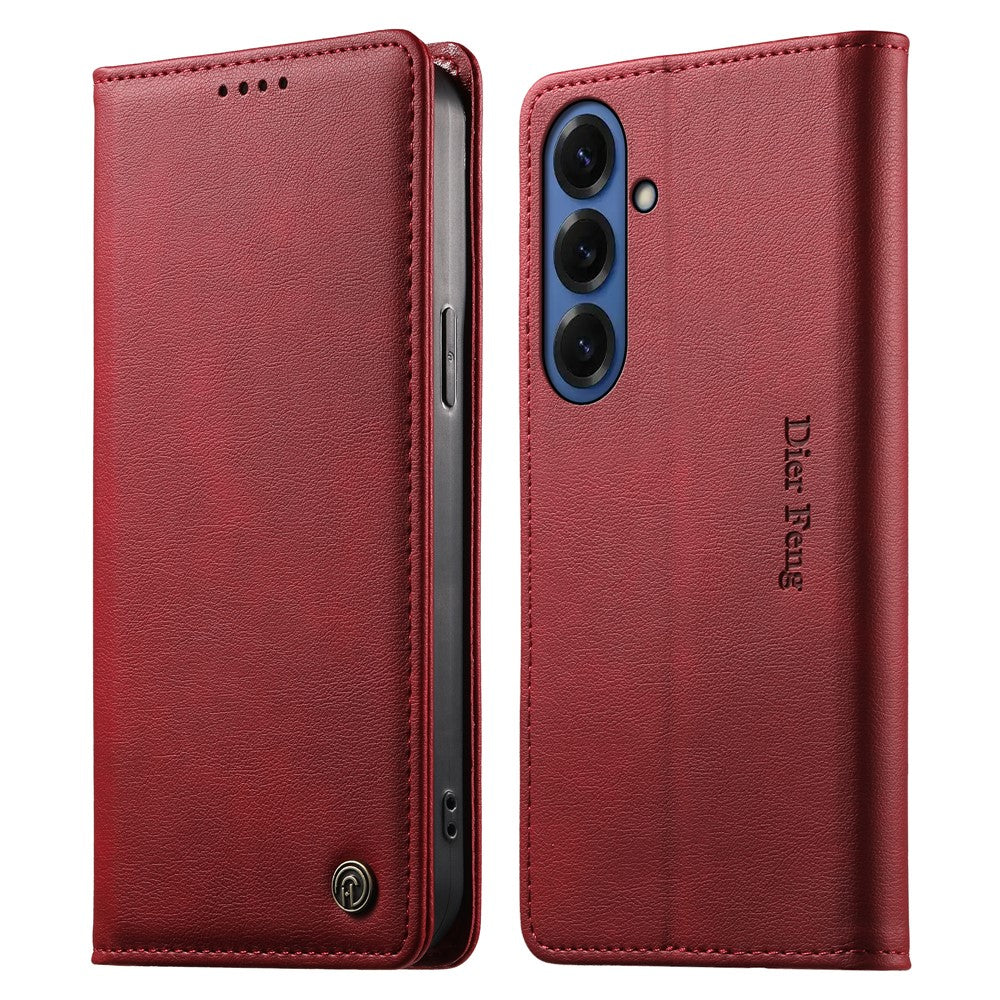 DIERFENG DF-019 for Samsung Galaxy S26+ Leather Wallet Case Magnetic Flip Cover with Card Slots RFID Blocking